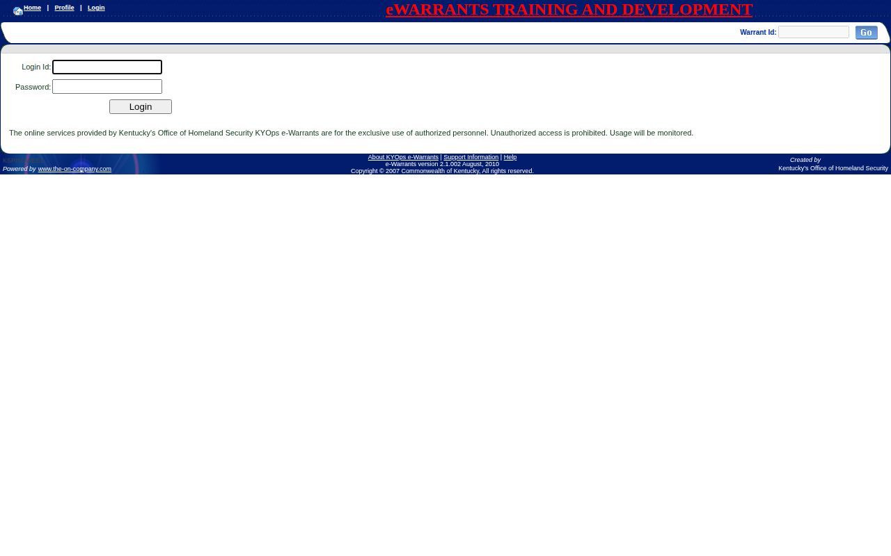 Bath County warrant records KSP eWarrants authorized access page